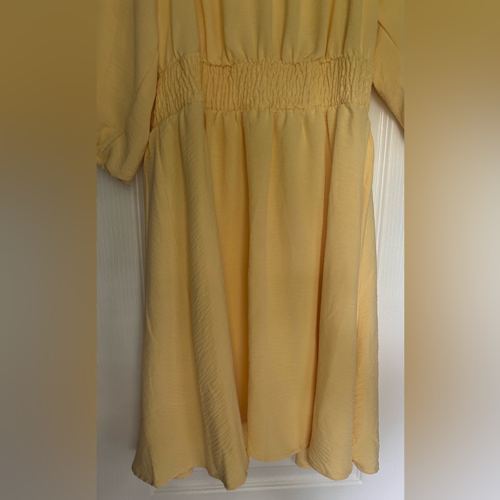 SABRINA LAUREN Butter Yellow Puff Sleeve Sweetheart Peasant Dress Cottage | Sz L - Picture 10 of 12
